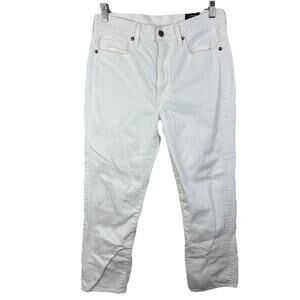 Vince Straight Ankle Denim Jeans Womens Size 27 White Distressed High Rise